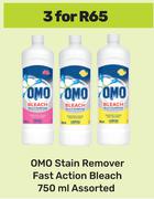 Omo Stain Remover Fast Action Bleach Assorted-For 3 x 750ml