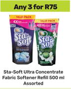Sta Soft Ultra Concentrate Fabric Softener Refill Assorted-For Any 3 x 500ml