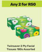 Twinsaver 2 Ply Facial Tissues Assorted-For Any 2 x 180s