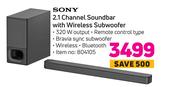 Sony 2.1 Channel Soundbar With Wireless Subwoofer