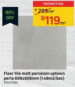 Floor Tile Matt Porcelain Uptown Perla 608 x 608mm (1.48 Sqm/Box) 81447264-Per Sqm