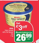Spar Daily Spread 40% Fat Spread Tub-1kg Each