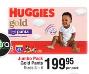 Huggies Jumbo Pack Gold Pants Sizes 3-6-Per Pack