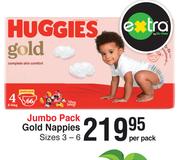 Huggies Jumbo Pack Gold Nappies Sizes 3-6-Per Pack