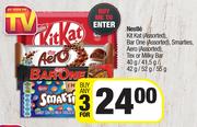 Nestle Kitkat, Barone, Smarties, Aero, Tex Or Milky Bar-For 3 x 40g/41.5g/42g/52g/55g