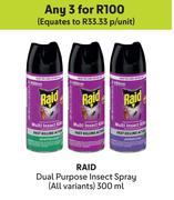Raid Dual Purpose Insect Spray (All Variants)-For Any 3 x 300ml