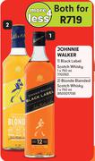 Johnnie Walker Black Label Scotch Whisky 750ml/Blonde Blended Scotch Whisky 750ml-For Both