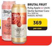 Brutal Fruit Ruby Apple Or Litchi Seche Spritzer Cans-24 x 500ml Per Case