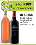 De Krans Cape Ruby Or Original Pink-For 2 x 750ml