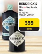 Hendrick's Gin Or Neptunia Gin-750ml Each