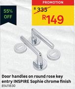 Inspire Sophie Chrome Finish Key Entry Rose On Round Door Handles