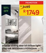 Interior Sliding Door Kit Bilbao Light Grey Oak W830mm x H2040mm