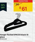 Spaceo Black 10 Piece Flocked Hanger