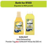 Sunlight Auto Dishwashing Powder 1Kg Plus Sunlight Rinse Aid 200ml-Both For