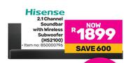 Hisense 2.1 Channel Soundbar With Wireless Subwoofer HS2100