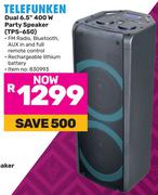 Telefunken Dual 6.5" 400W Party Speaker TPS-650