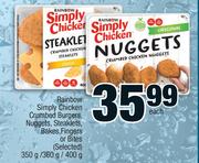 Rainbow Simply Chicken Crumbed Burgers,Nuggets,Steaklets,Bakes,Fingers Or Bites-350g/360g/400g Each