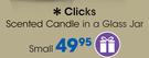Clicks Scented Candle In A Glass Jar Small