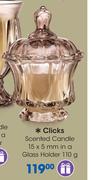 Clicks Scented Candle 15 x 5mm In A Glass Holder-110g
