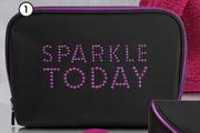 Clicks Dazzle Black Sparkle Today Toiletry Bag With Diamante Studs