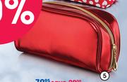 Clicks Red Metallic Cosmetics Purse