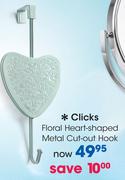 Clicks Floral Heart Shaped Metal Cut Out Hook