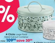 Clicks Large Floral Metal Cut Out Container