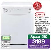 Defy 4 Programme Wit Skottelgoedwasser DDW168/73