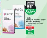 Hair Go Ready To Use Wax Strips For Legs & Body 12 Double Sided Wax Strips (Assorted)-Each