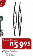Brights Bargain Wiper Blades 16", 18"-Per Set
