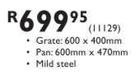 Fireplace Grate:600 x 400mm And Pan:600 x 470mm Mild Steel