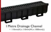 1 Metre Drainage Black Channel-110mm(h)x110mm(w)x1000mm(l)
