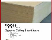 Gypsum 6mm Ceiling Board-1.2mx3m-Each