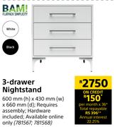 BAM 3 Drawer Nightstand