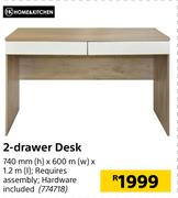 Home & Kitchen 2-Drawer Desk 740mm (h) x 600m (w) X  1.2m(l)
