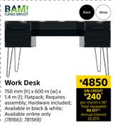 BAM Work Desk 750mm(h) X 600m(w) X 1.4m(l)