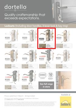 Builders Dortello : Locksets (1 March - 30 April 2022), page 1