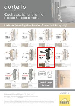 Builders Dortello : Locksets (1 March - 30 April 2022), page 1