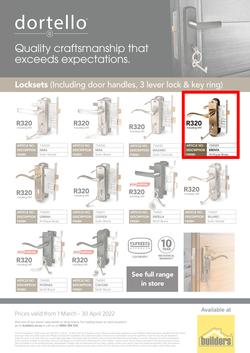 Builders Dortello : Locksets (1 March - 30 April 2022), page 1