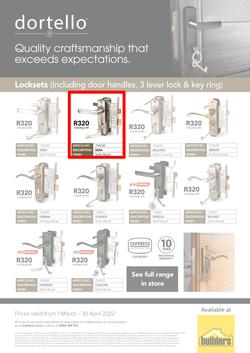 Builders Dortello : Locksets (1 March - 30 April 2022), page 1