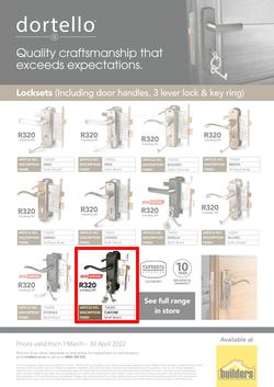 Builders Dortello : Locksets (1 March - 30 April 2022), page 1