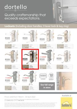 Builders Dortello : Locksets (1 March - 30 April 2022), page 1