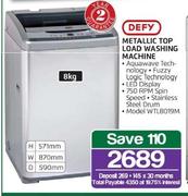 Defy 8kg Metallic Top Load Washing Machine WTL8019M