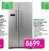 Hisense 730L Stainless Steel Side-by-side Fridge/freezer H730SS