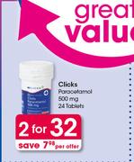 Clicks Paracetamol 500 mg 24 Tablets-For 2