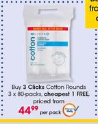 Clicks Cotton Rounds-3 x 80 Packs