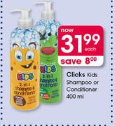 Clicks Kids Shampoo Or Conditioner-400ml Each