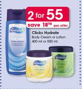 Clicks Hydrate Baby Cream Or Lotion-400ml Or 500ml-For 2