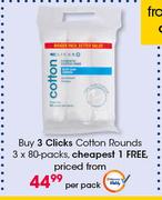 Clicks Cotton Rounds 3 x 80 Packs-Per Pack
