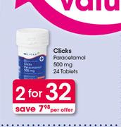 Clicks Paracetamol 500 mg 24 Tablets-For 2